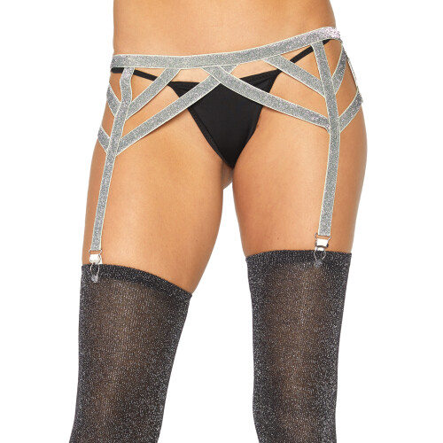 Leg Avenue Shimmer lurex elastic garter b Silver Color