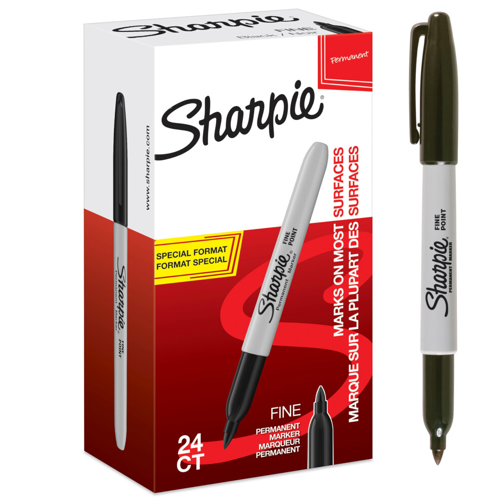 SHARPIE Permanent Markers  Fine Point  Black  24 count