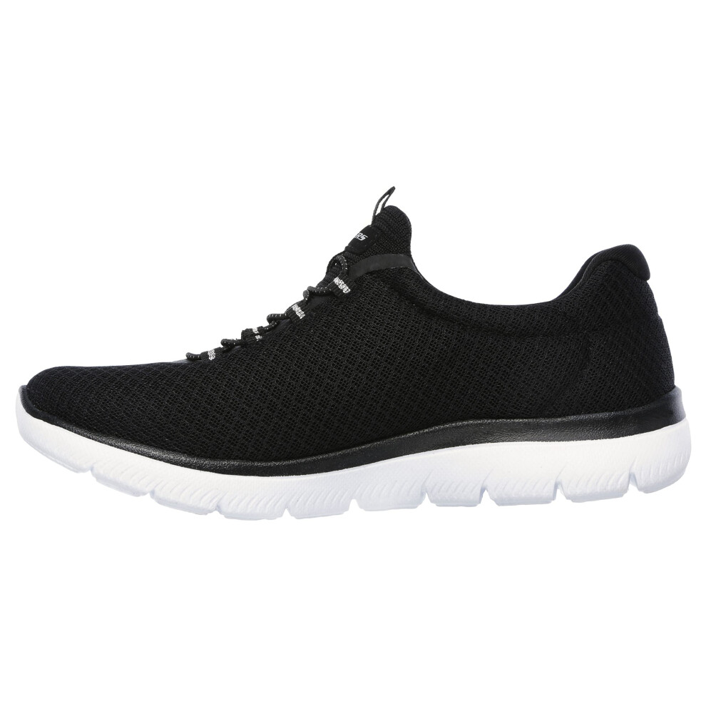 Skechers Women's Summits Sneaker  Black/White  9.5 Wide