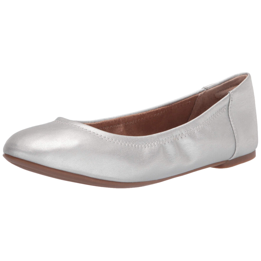 Amazon Essentials Women's Belice Ballet Flat  Silver  6