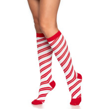 Leg Avenue Candy cane lurex knee socks. Red/White Color