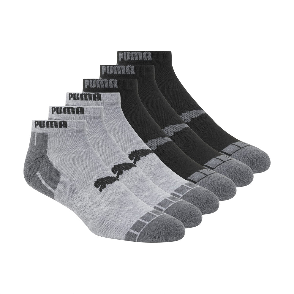 PUMA Men's Big & Tall 6 Pack Low Cut Socks  Grey  13-15