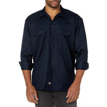 Dickies Herren Langarm-Arbeitshemd, Dunkelblau, XL