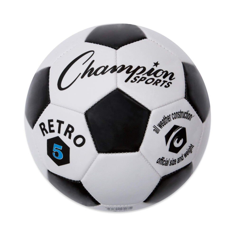 Champion Sports Retro Soccer Ball  Size 5   Black/White