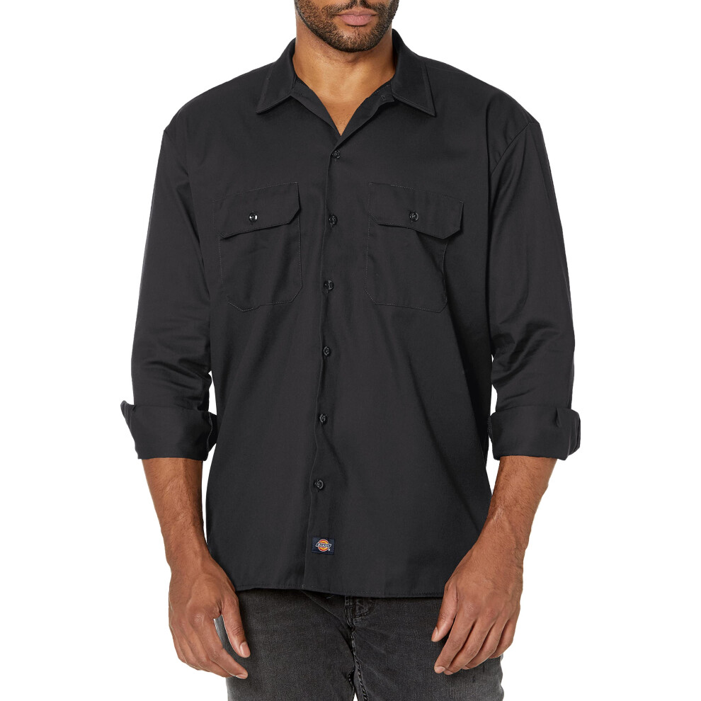 Dickies Mens Big-Tall Long Sleeve Work Shirt  Black 3XL