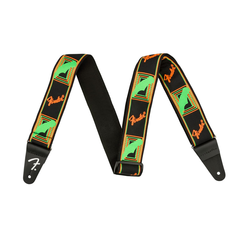 Fender Neon Monogrammed Guitar Strap  2in  Green/Orange