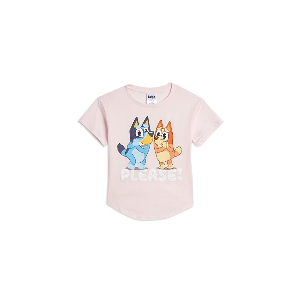 Bluey Bingo Little Girls Graphic T-Shirt Light Pink 5-6