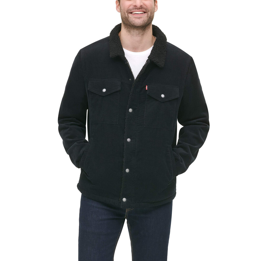 Levis Mens corduroy Sherpa Trucker Jacket  Black  Small