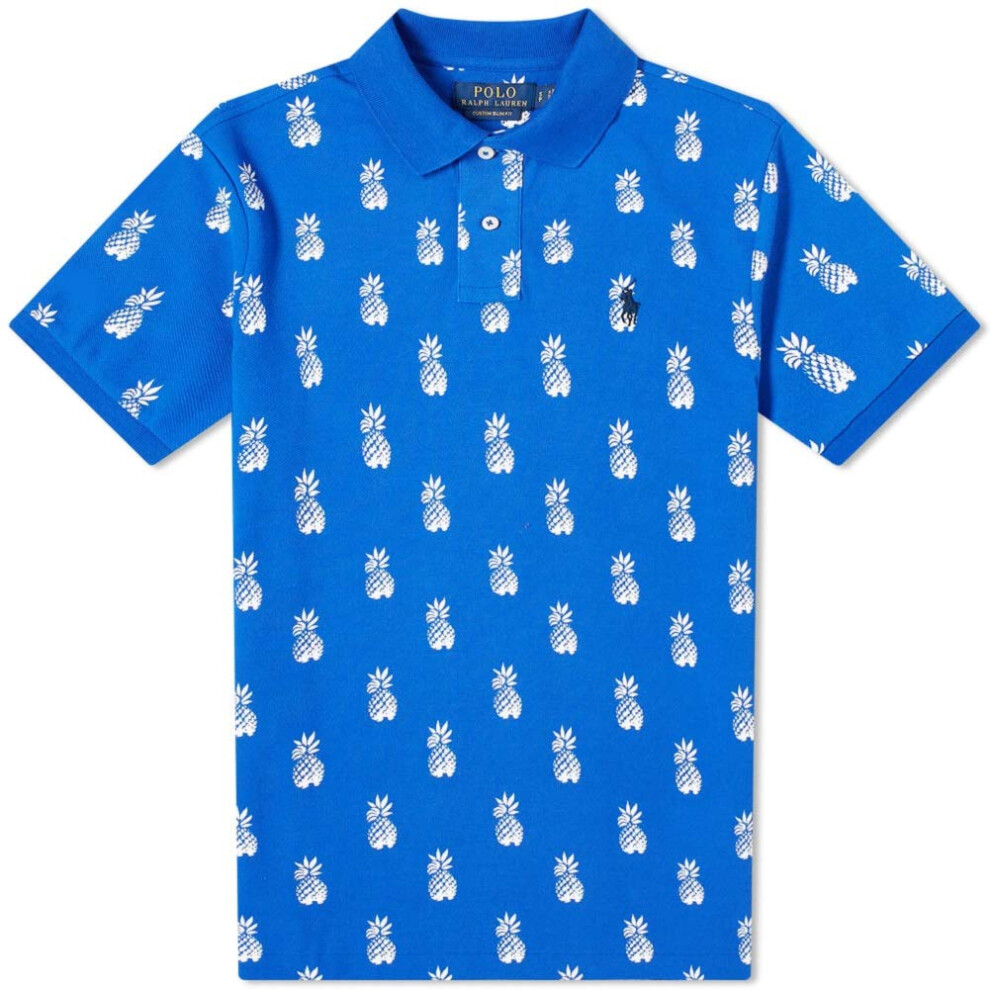 Polo Ralph Lauren Mens Cotton Printed Polo Shirt Blue S