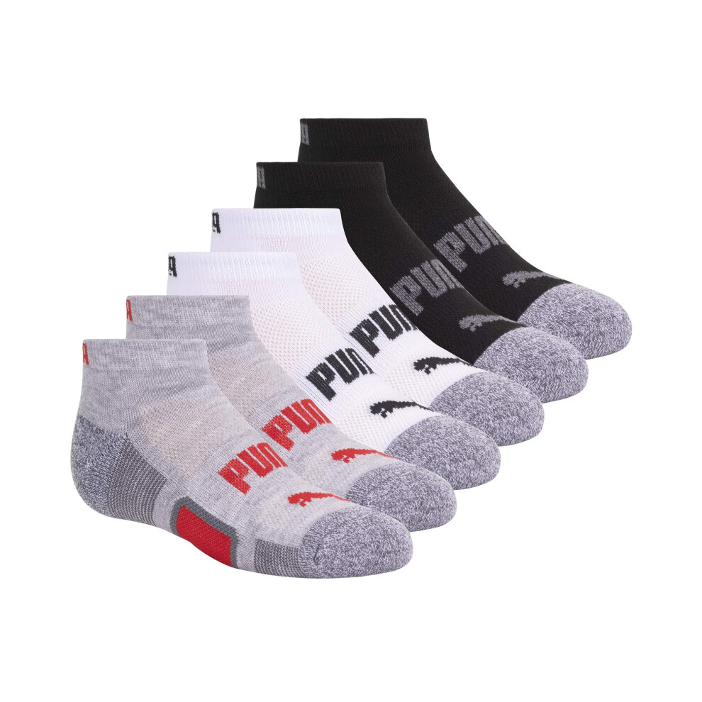 PUMA unisex child 6 Pack Low cut Socks  grey  11-Sep US