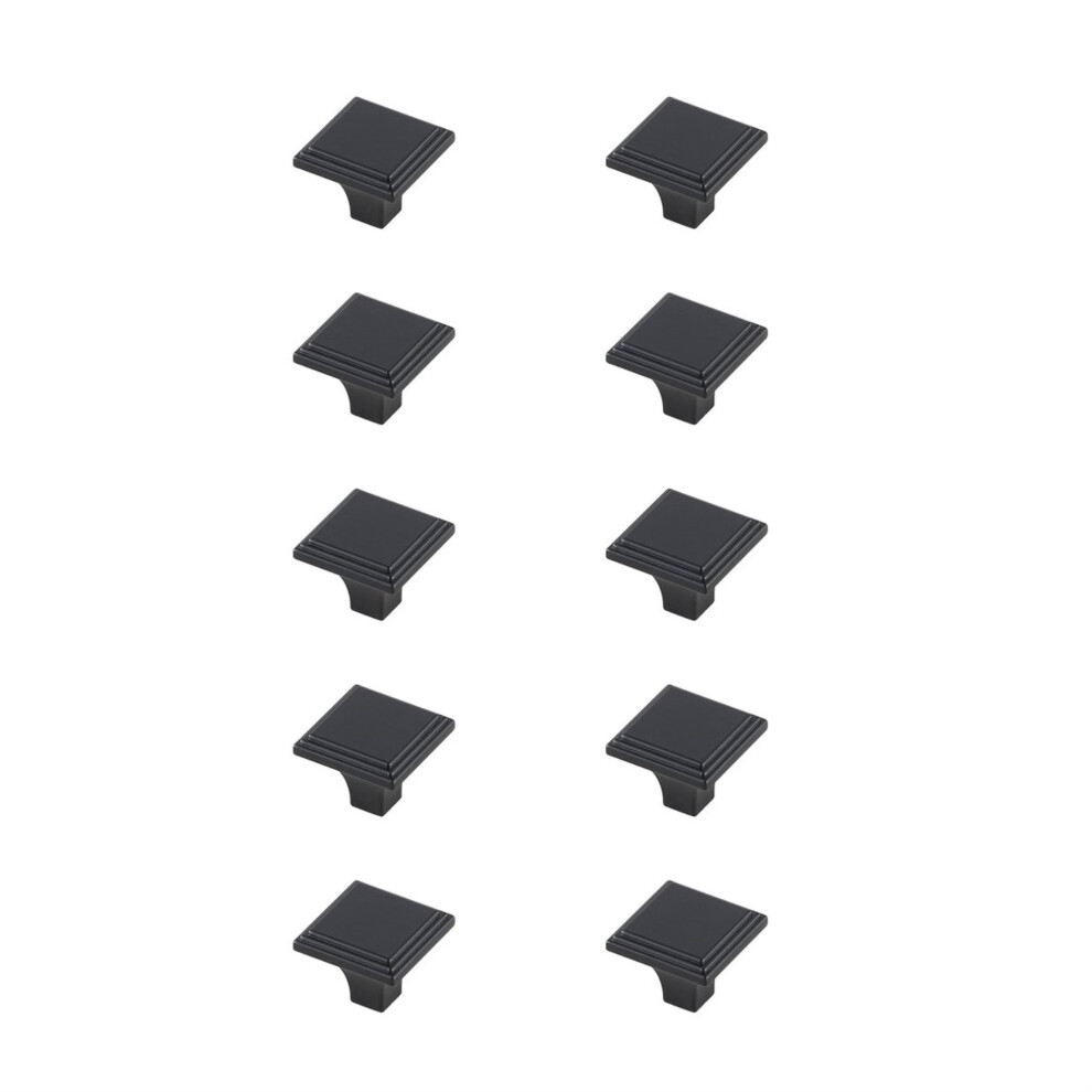 Wilow 1"""" Matte Black Square Knob Multipack (Set Of 10) 196683006511