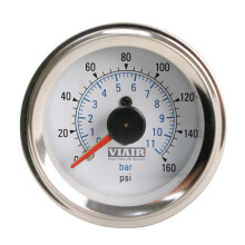2 """" Dual Needle Gauge (White Face oplyst 160 psi)