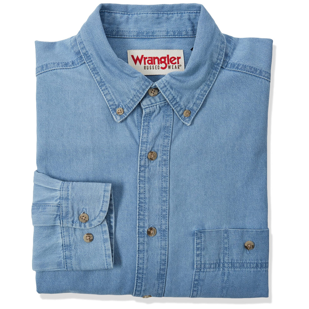 Wrangler MenAs Rugged Wear Basic One Pocket Denim Shirt