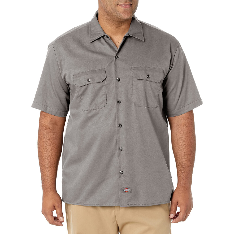 Dickies Mens Short-Sleeve Work Shirt  Silver gray  Small