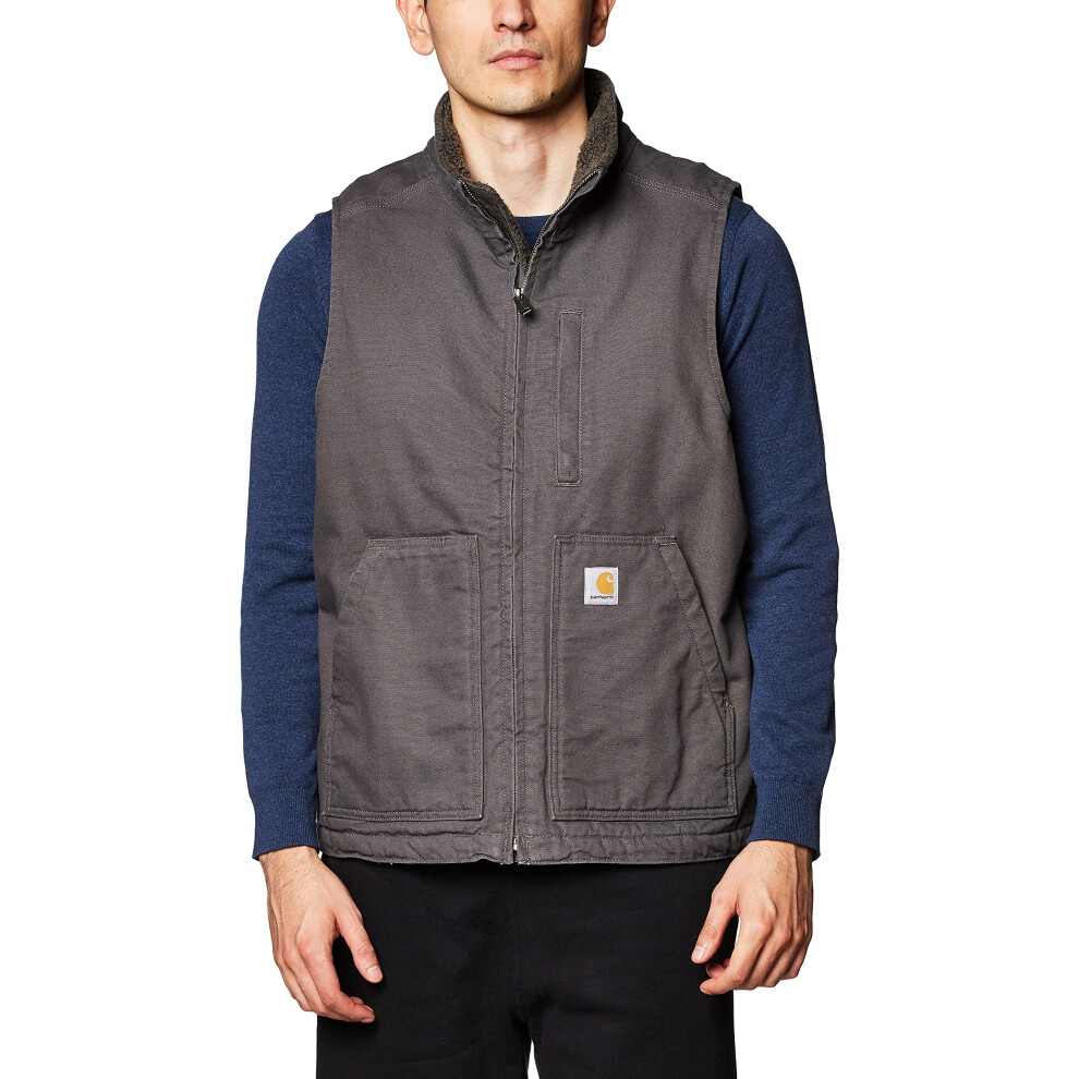 carhartt Mens Sherpa Lined Mock-Neck Vest  gravel  Small