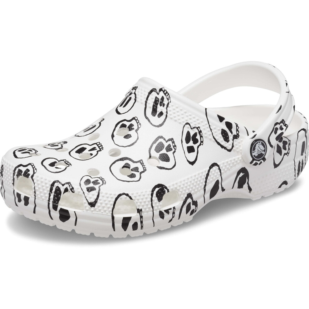 crocs Unisex classic graphic clogs  WhiteBlack  2 US Men