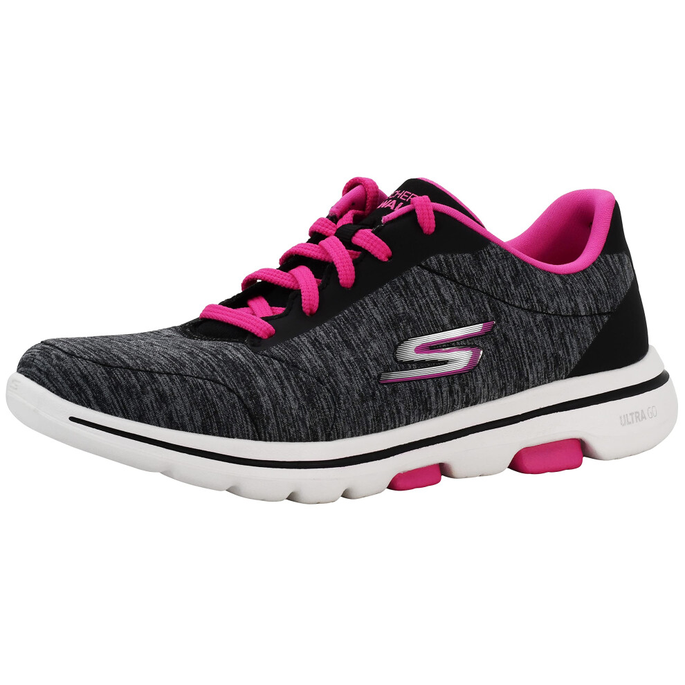 Skechers Women's Go Walk 5-True Sneaker Black/Hot Pink 7