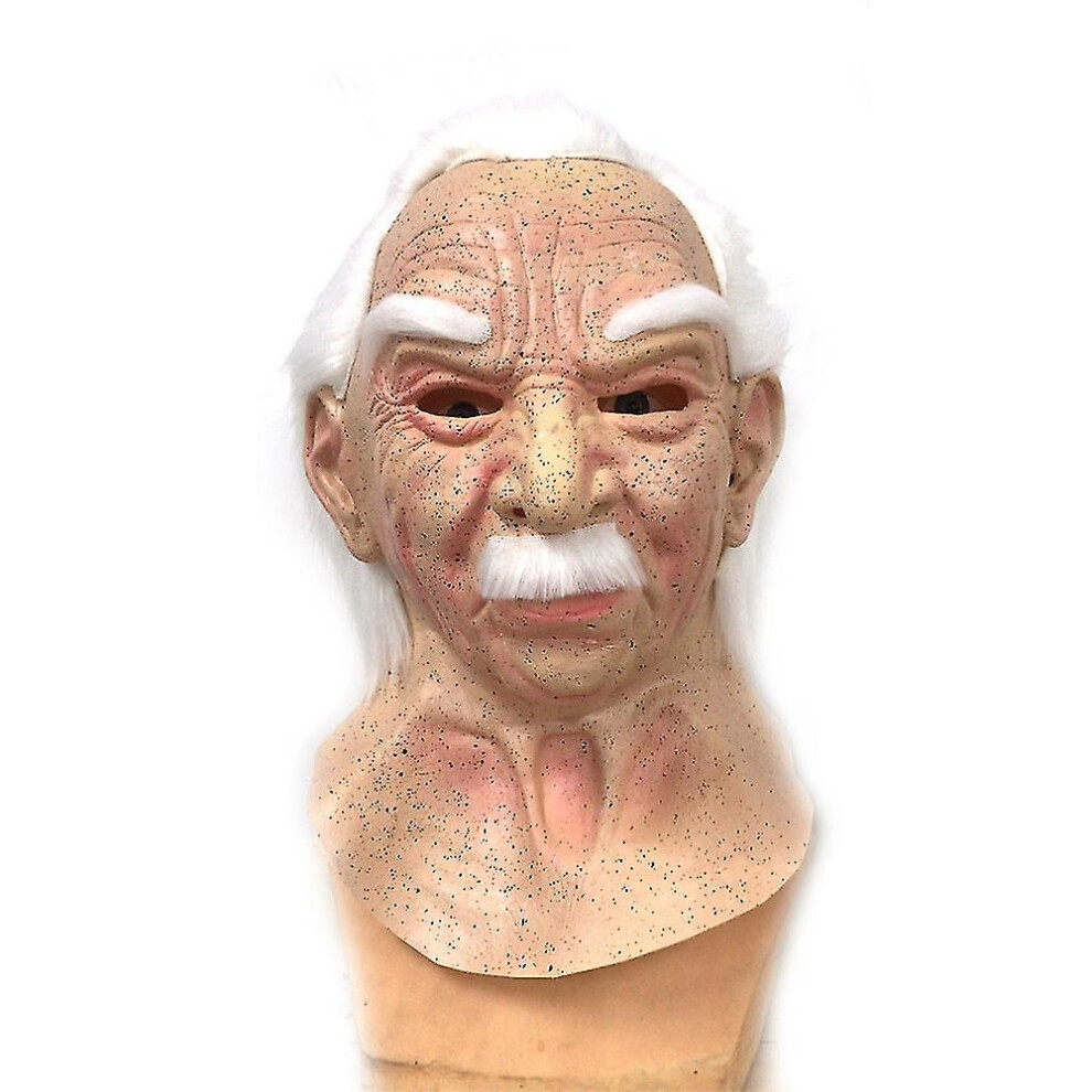 (Grandpa beard) Grandma Grandpa Face Wig Halloween Mask Costume Festival Cosplay Party Supplies Masque Scary Adult Kids