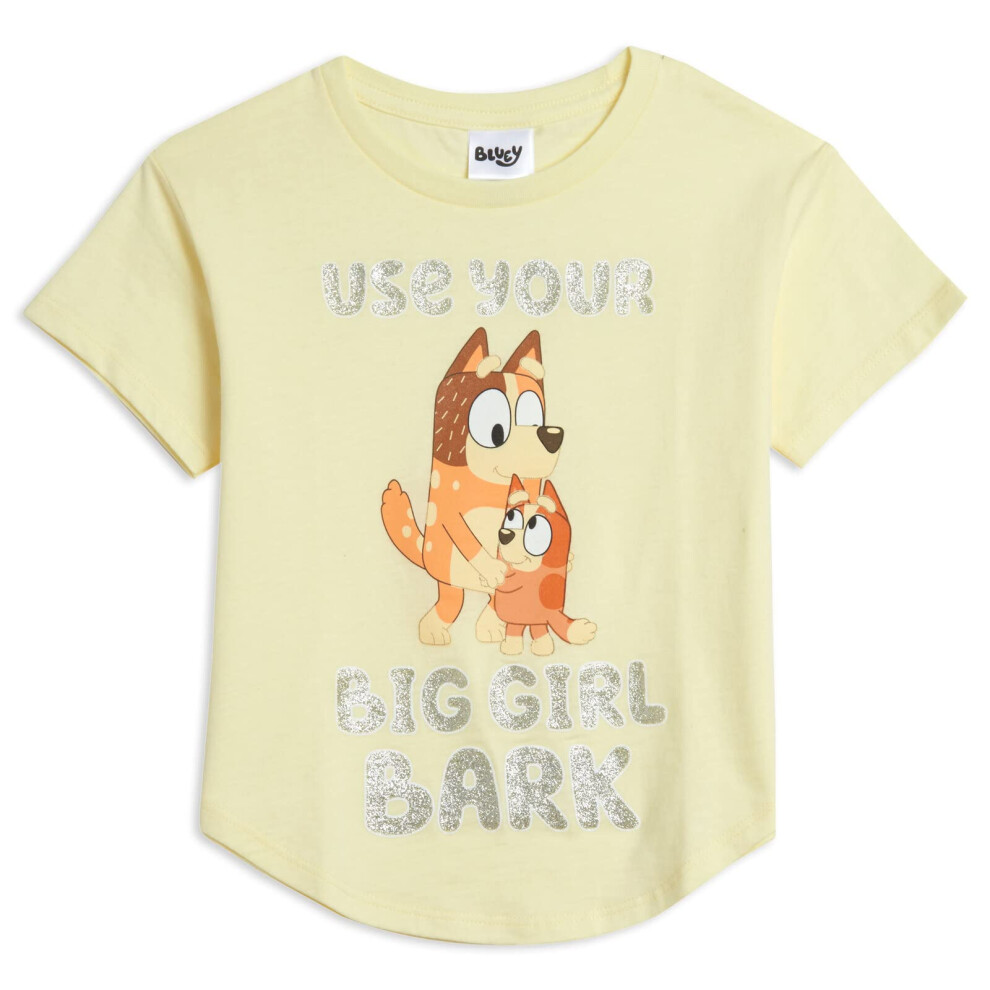 Bluey Mom & Bingo Little Girls Graphic T-Shirt Yellow 6X