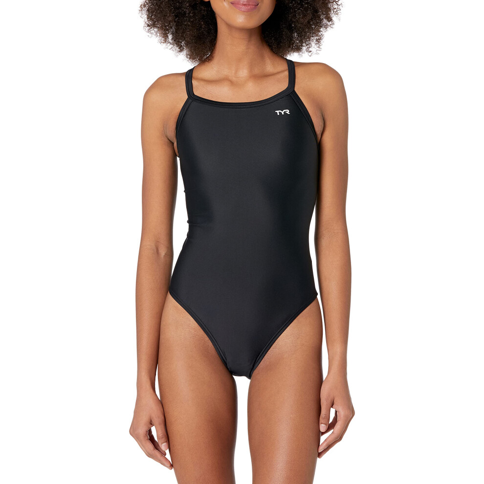 TYR Women's TYReco Solid Diamondback Swimsuit  Black  26