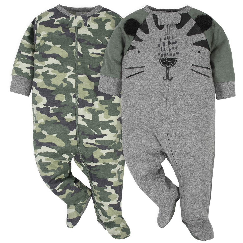 gerber Baby Boys 2-Pack Sleep N Play Tigercamo 3-6 Months