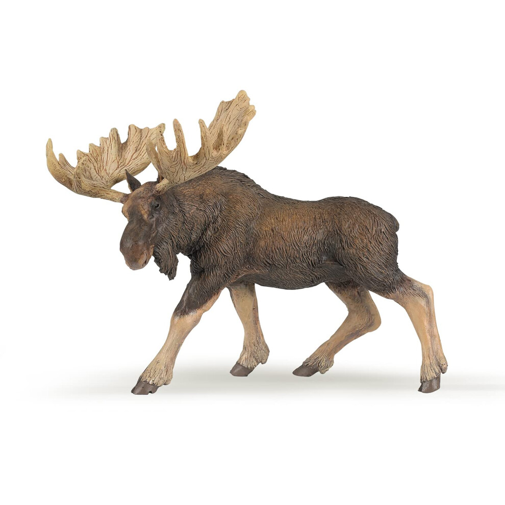 Papo Standing North American Moose Toy Figure  Multicolor