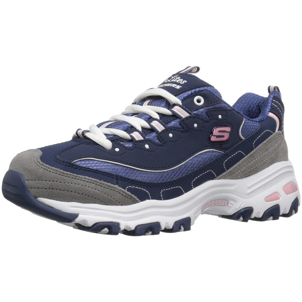 Skechers womens Dlites Fashion Sneaker  Navy White  11 US