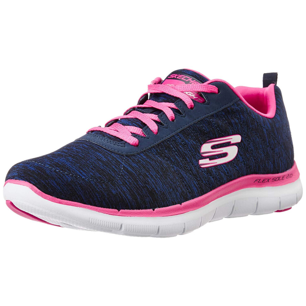 Skechers Women's Flex Appeal 2.0 Navy Pink Sneaker 6 W US