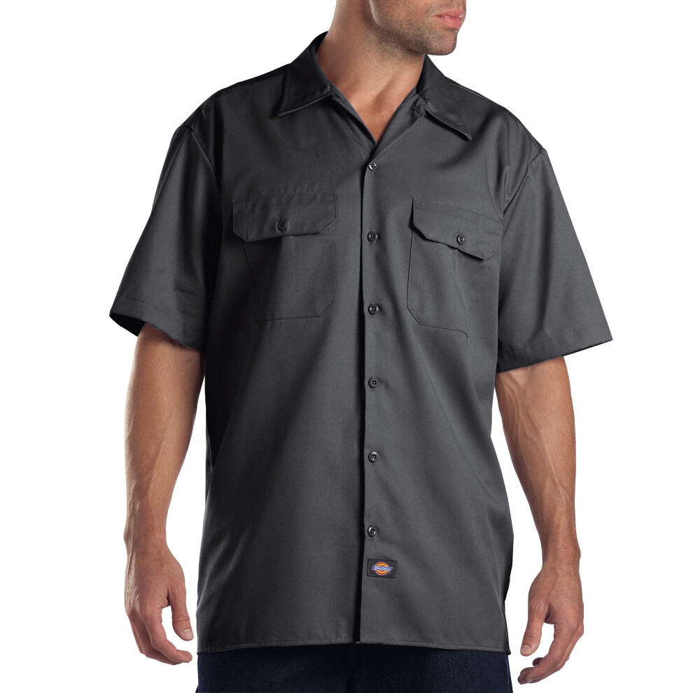 Dickies Mens Big-Tall Short-Sleeve Work Shirt charcoal 5X