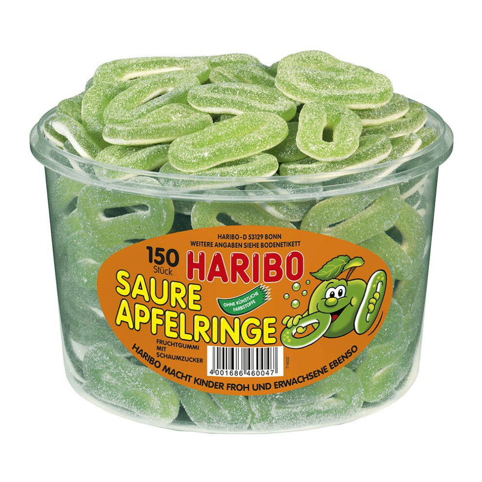 Haribo Saure Apfelringe ( Sour Apple Rings ) Tub -150 pcs