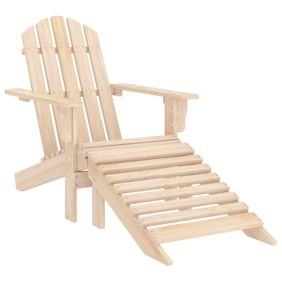 Vidaxl Solid Fir Wood Garden Adirondack Chair With Ottoman Outdoor Lounge