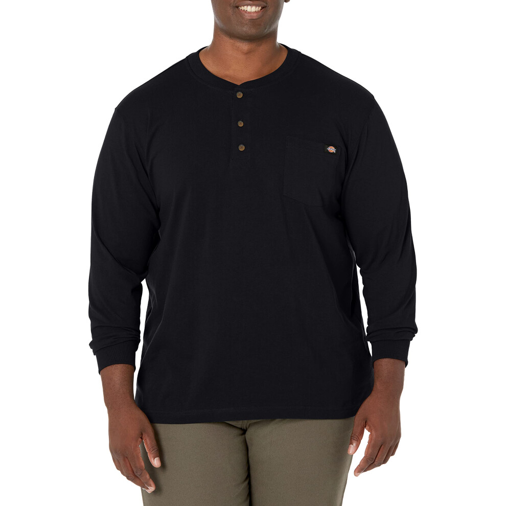 Dickies Mens Long Sleeve Heavyweight Henley  Black  Large