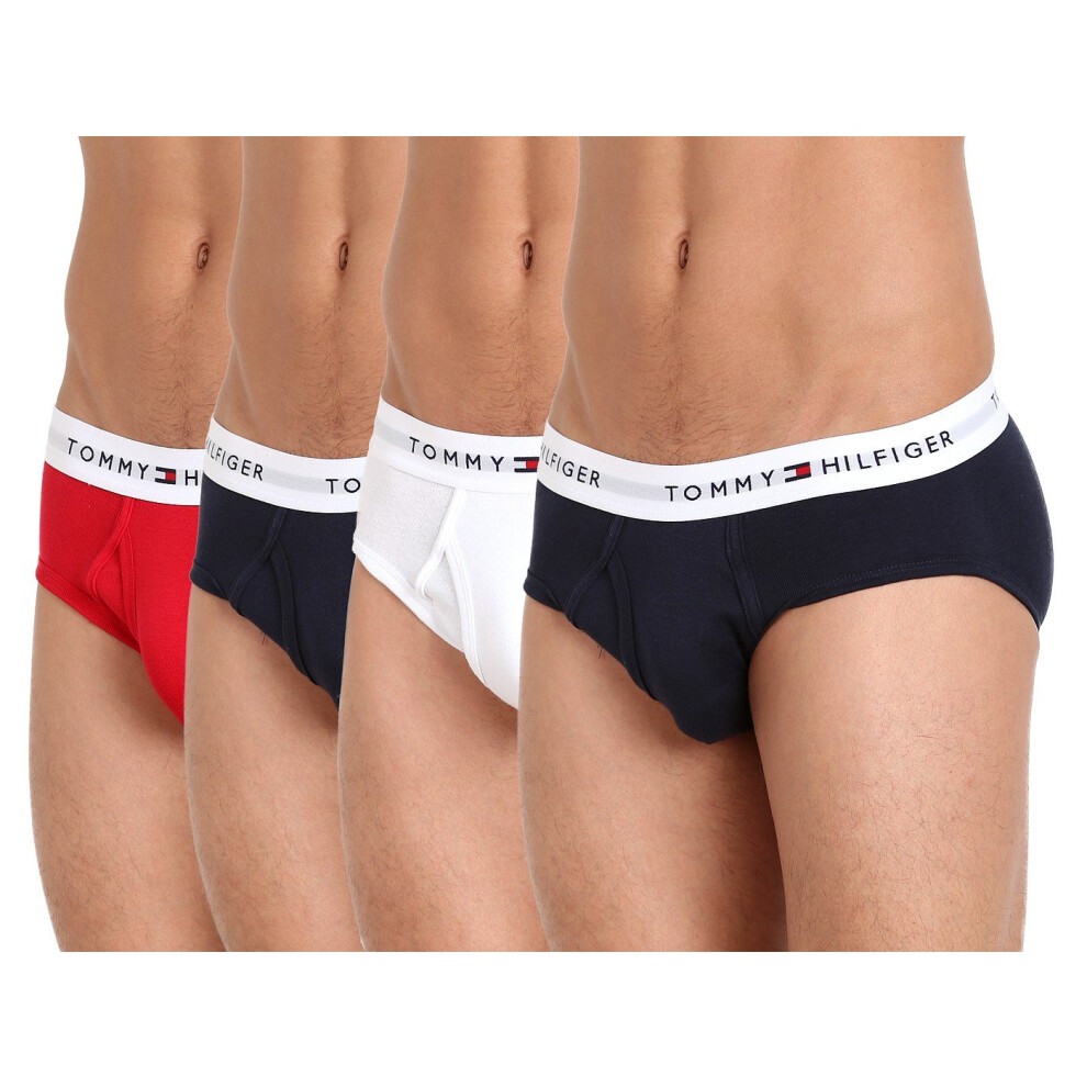 Tommy Hilfiger Men's 4-Pack Cotton Brief  Mahogany  Small