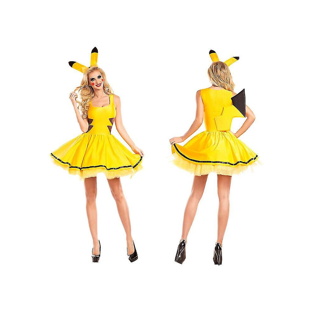 (L) Womens Costume Halloween Dress Fancy Cartoon Cosplay Costume High Quality Yellow