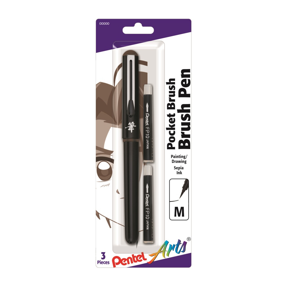 POCKET BRUSH SEPIA W/2 REFILL