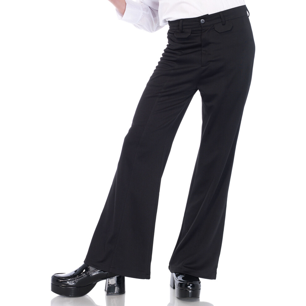 Leg Avenue- Bell Bottom Disco 70S Pants Travestimento, Tinta Unita, Colore Nero, Size: M/L (Uk 12-14), 86641 00106-001-MED/LGE-image