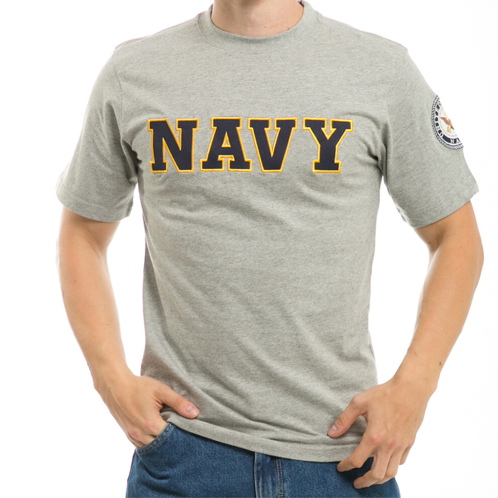 T-shirt avec texte appliqu? bleu marine gris L