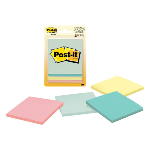 3M PAD POSTIT ASSTD3X3""""PK4(Pack of 1)