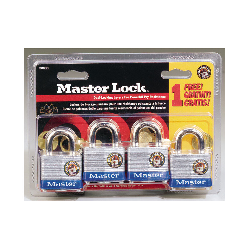 PADLOCK 1-1/2""LAM 4PK#3 (Pack of 1)