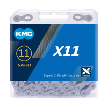 Cadena de bicicleta - KMC - X11 - 118 eslabones - Compatible con Shimano, Campagnolo, SRAM - Gris