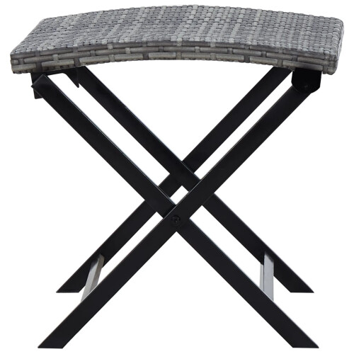VidaXL vidaXL Folding Stool Poly Rattan Gray 2