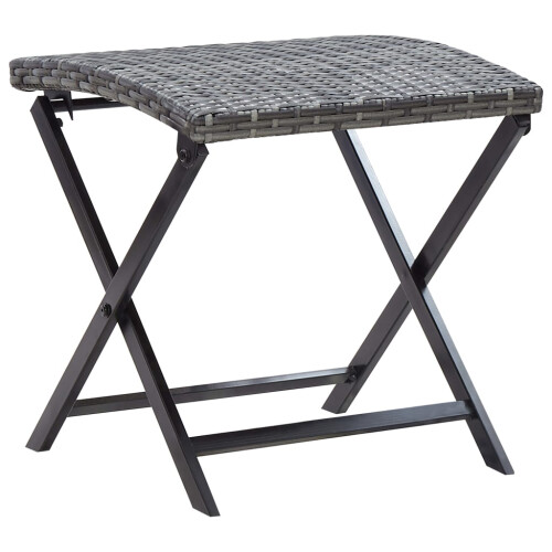 VidaXL vidaXL Folding Stool Poly Rattan Gray