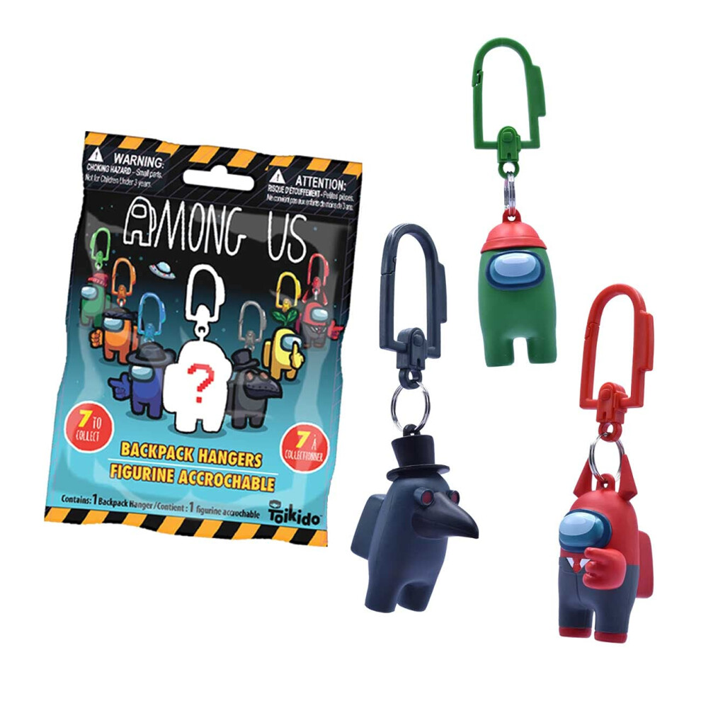 Just Toys Llc Among Us Appendiabiti Per Zaino Con 7 Personaggi, Incluso 1 Glow In The Dark, Set Di Accessori Per Zaino Con Clip-image