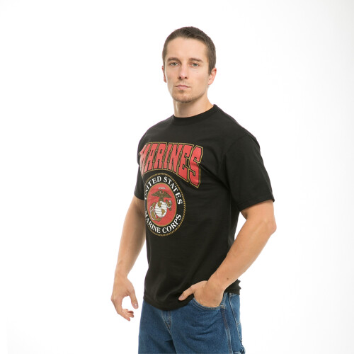 Classic Military T's  Marines  Black  M 2