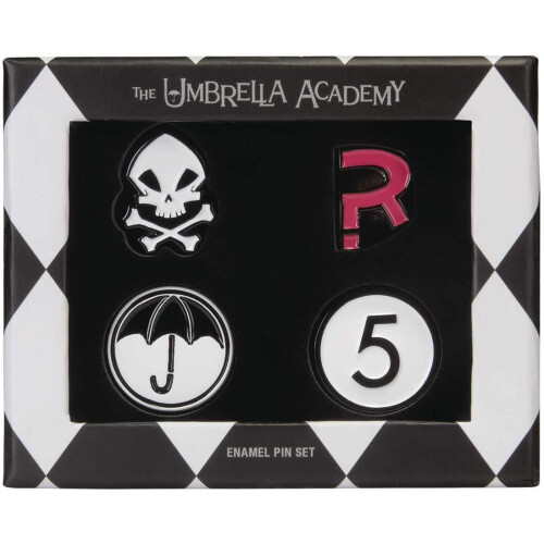 Sada 4 smaltovan   ch odznakov Umbrella Academy
