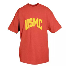 USMC Rotes T-Shirt mit gelbem Aufdruck-2XL