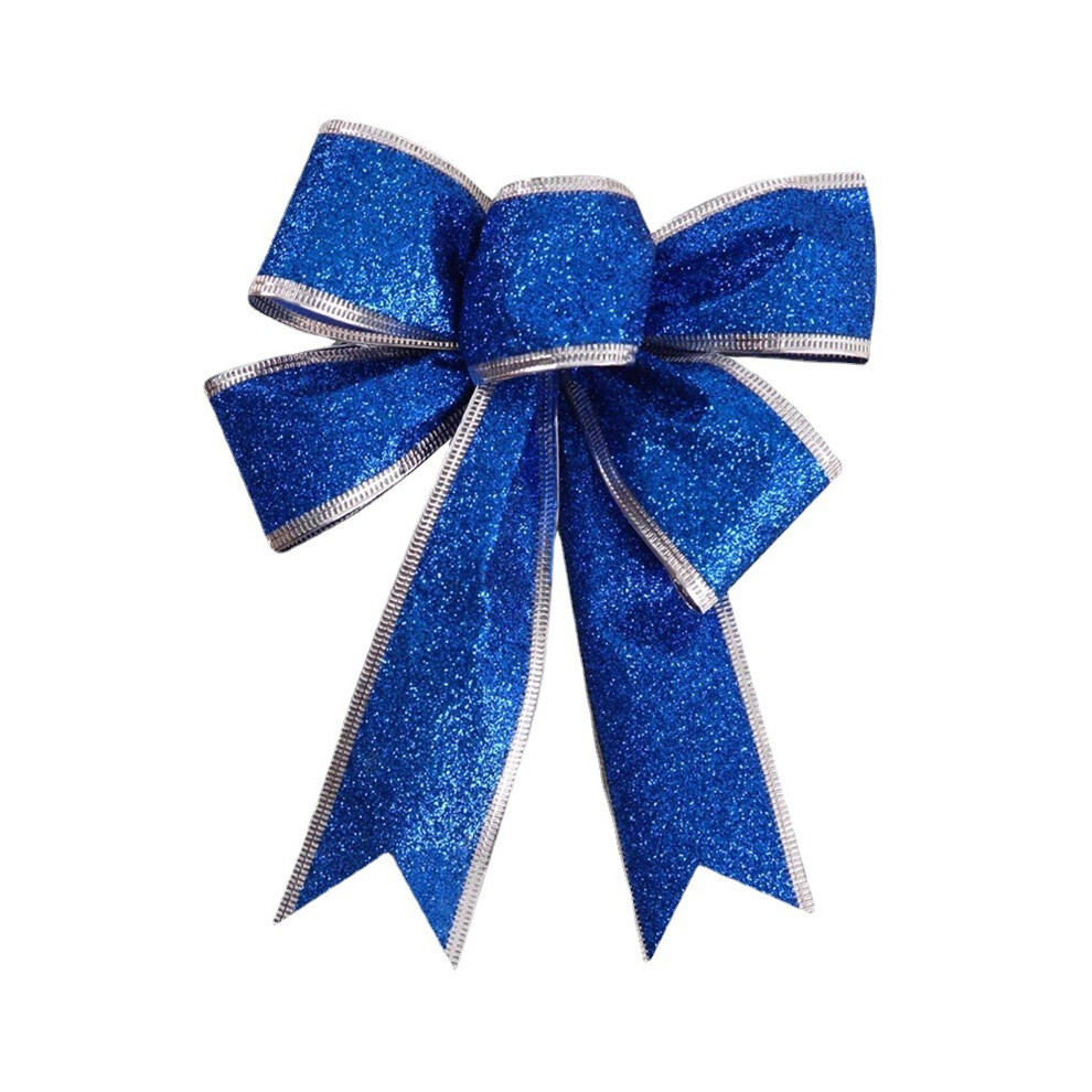 (Blue) Large Bows Christmas Tree Bowknot Ornaments Party Gift Accessory For Xmas Wreath