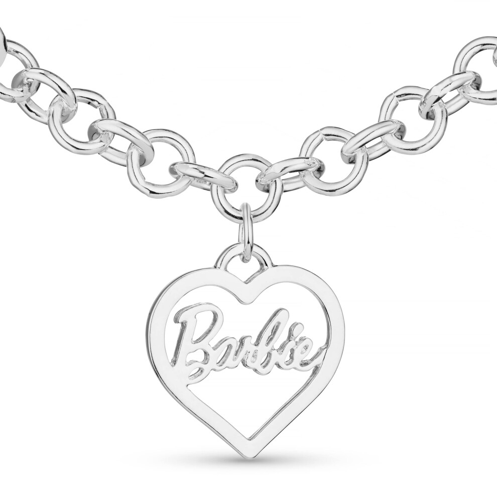 Barbie Round Link Heart Necklace - Silver