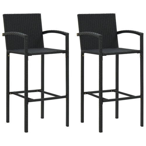 VidaXL vidaXL Bar Stools 2 pcs Black Poly Rattan