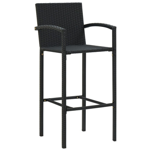 VidaXL vidaXL Bar Stools 2 pcs Black Poly Rattan 1